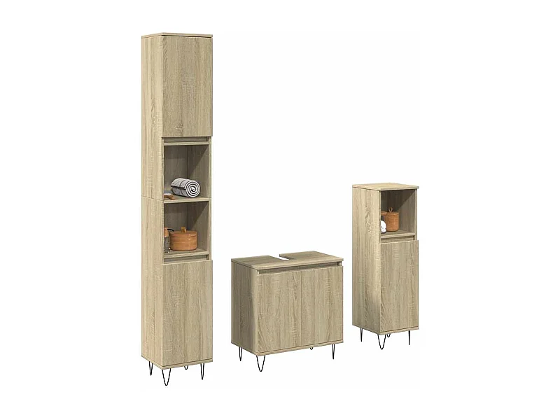Set di mobili da bagno 3 pezzi in rovere Sonoma