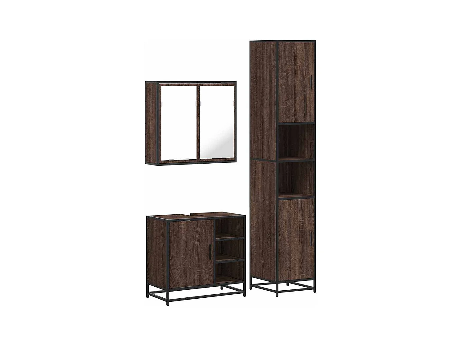 Ensemble de meubles de salle de bain 3 pcs Chêne marron
