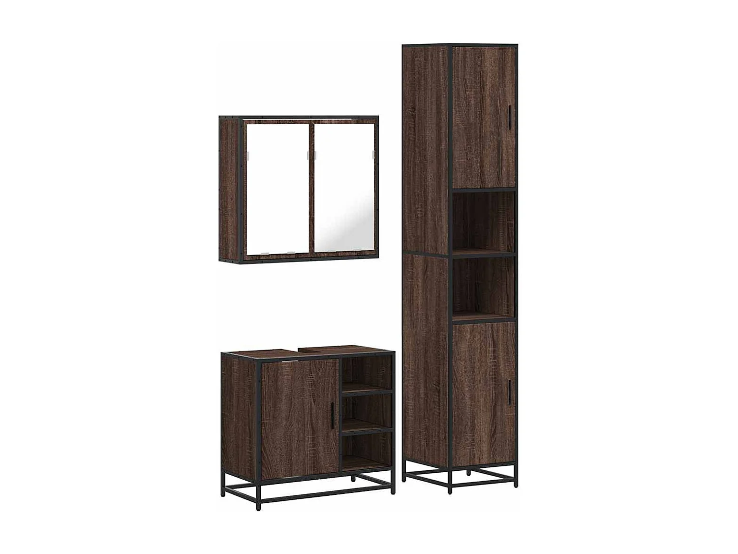 Ensemble de meubles de salle de bain 3 pcs Chêne marron