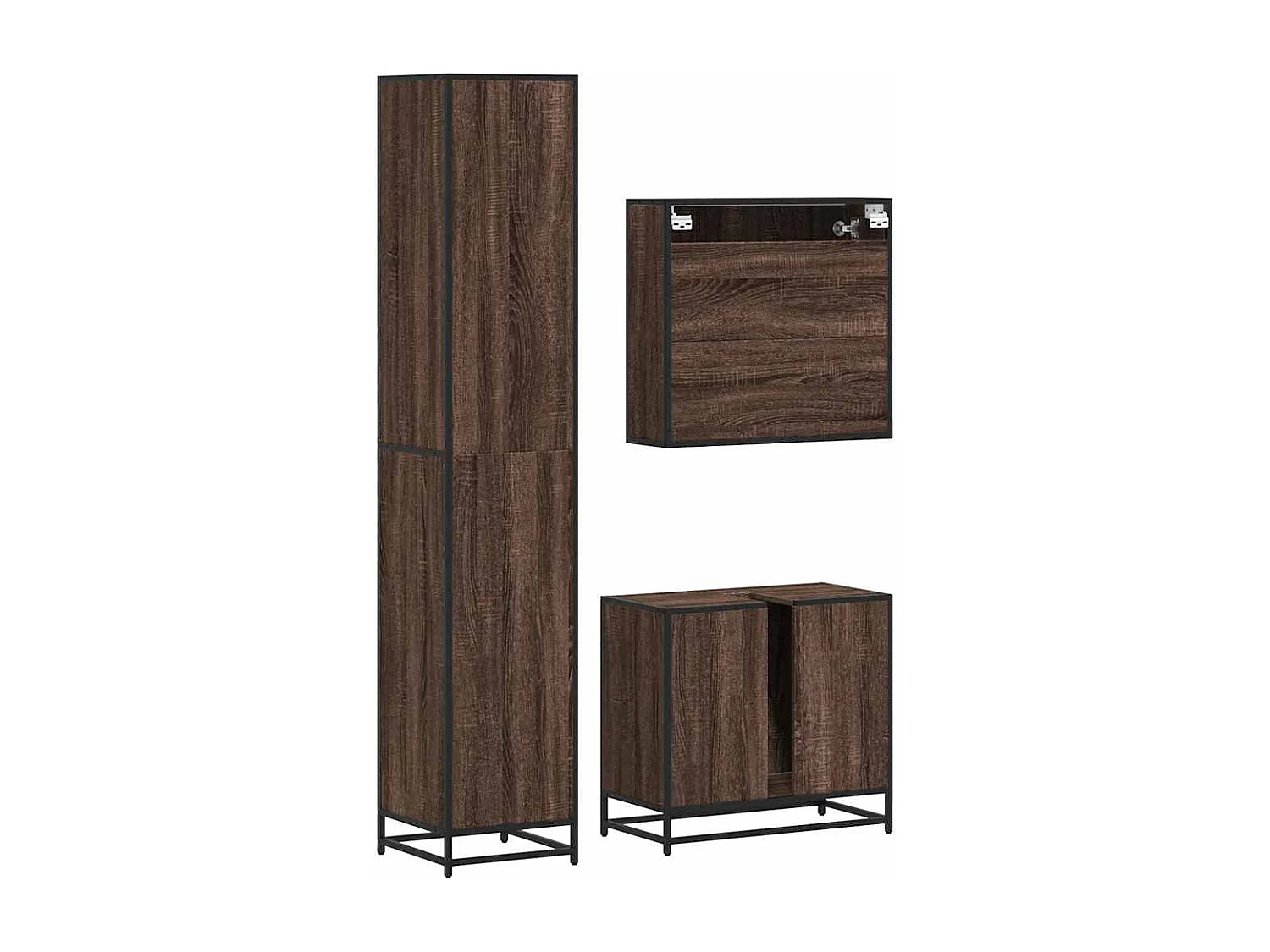 Ensemble de meubles de salle de bain 3 pcs Chêne marron