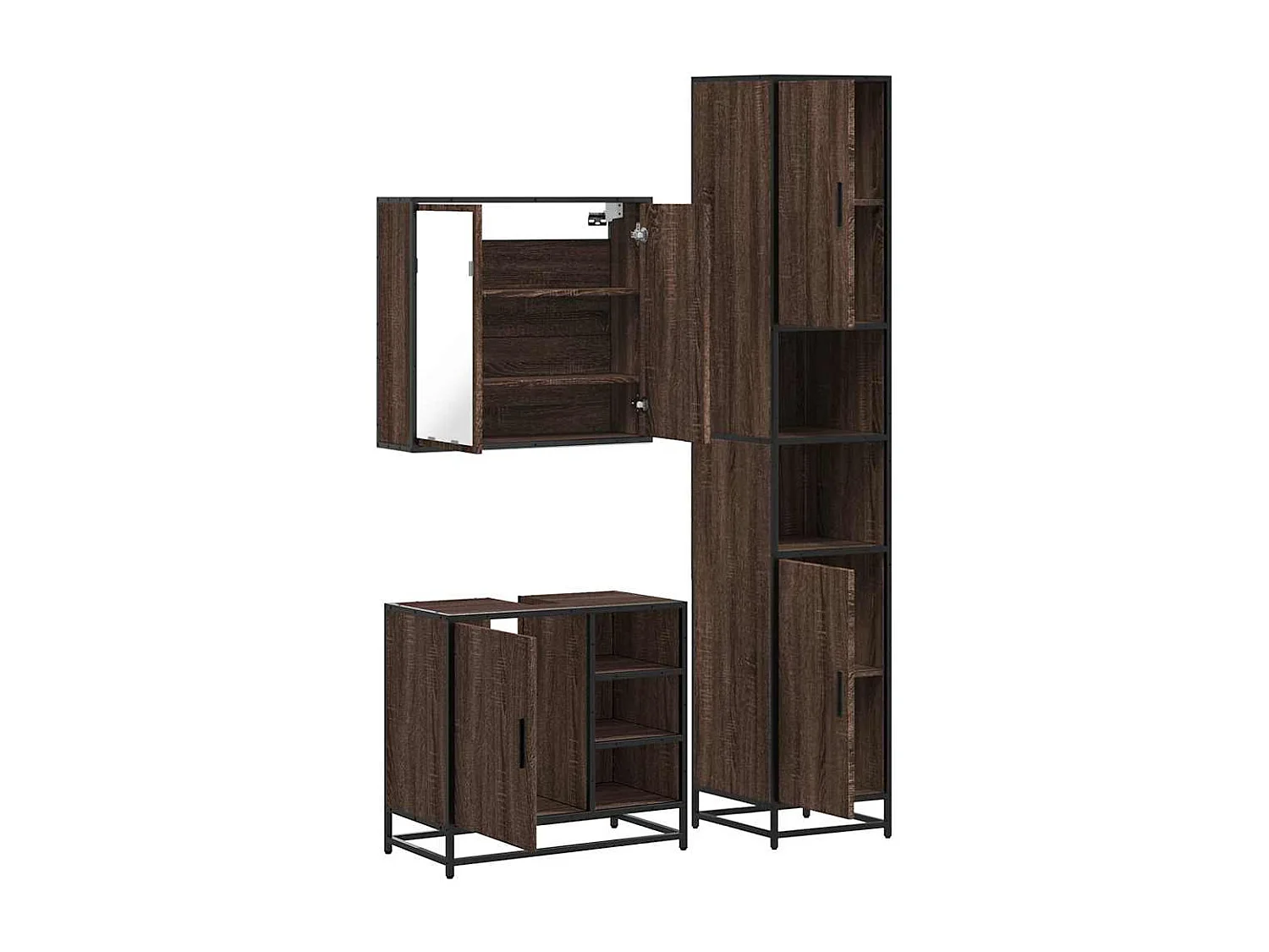 Ensemble de meubles de salle de bain 3 pcs Chêne marron
