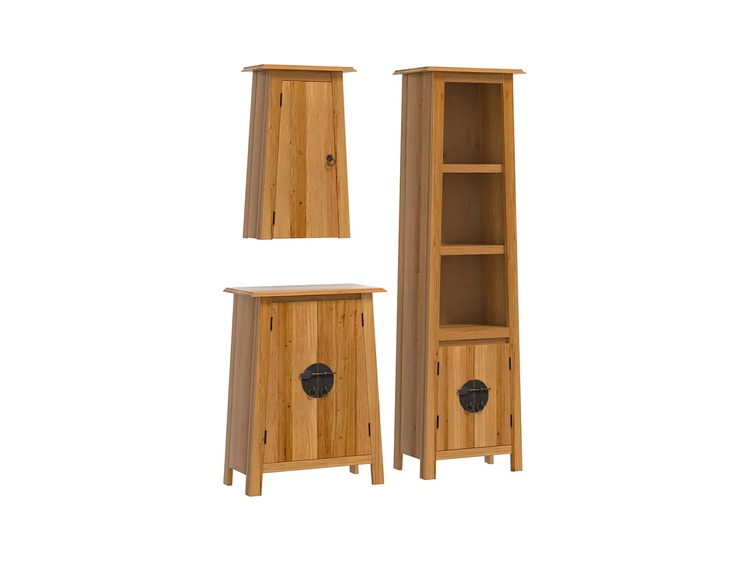 Ensemble de meubles de salle de bain 3 pcs bois de pin massif
