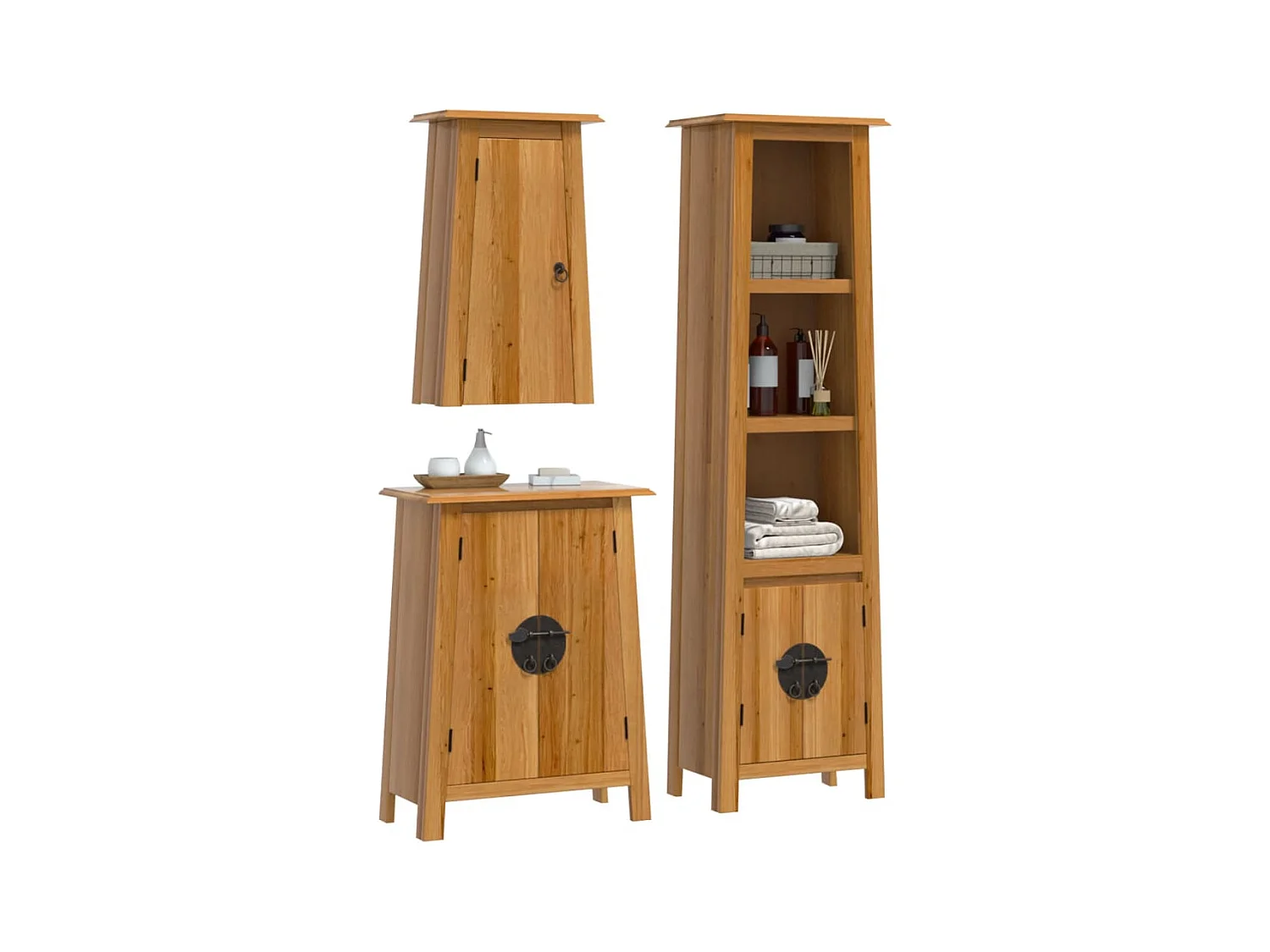 Ensemble de meubles de salle de bain 3 pcs bois de pin massif