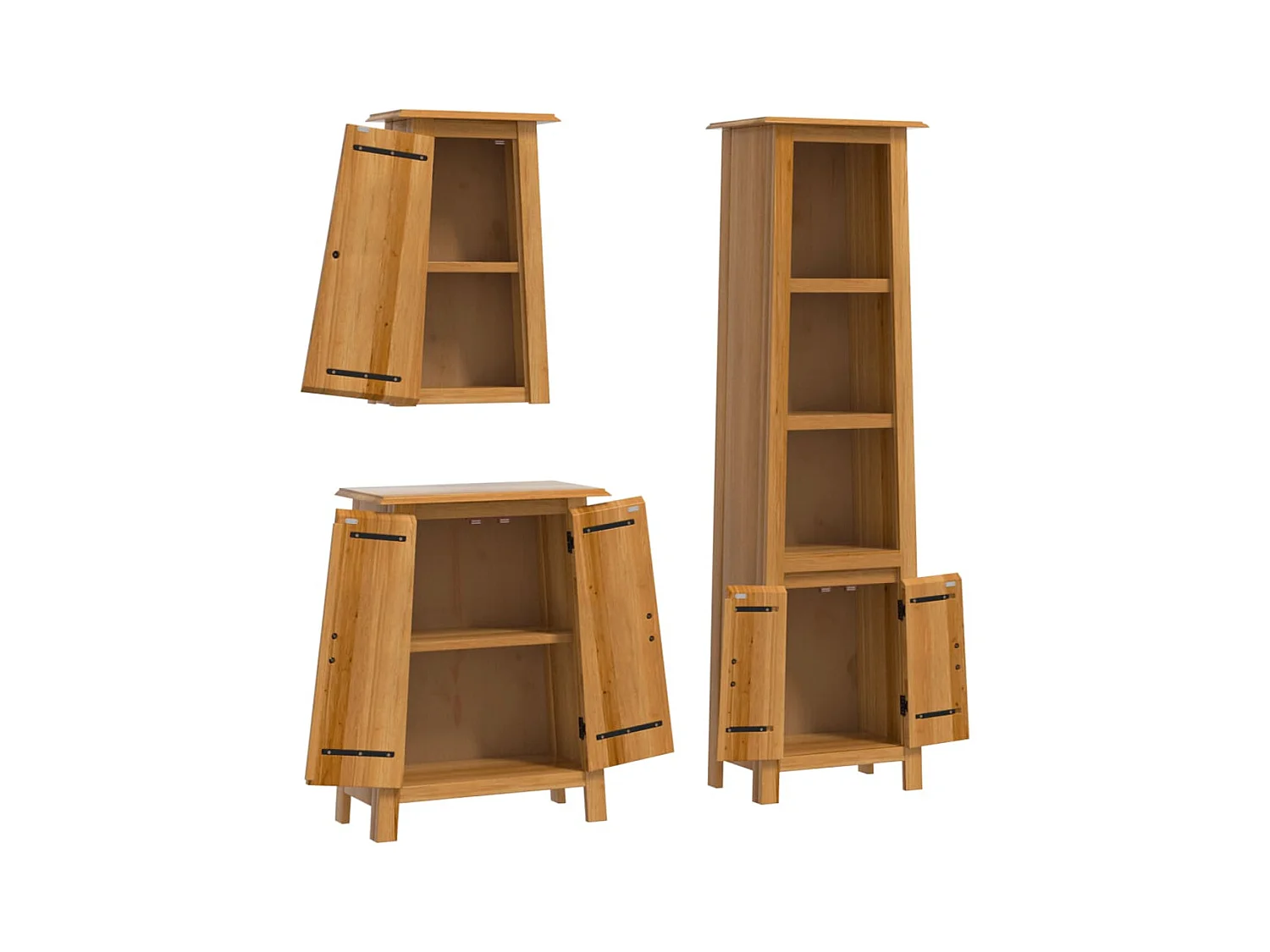 Ensemble de meubles de salle de bain 3 pcs bois de pin massif