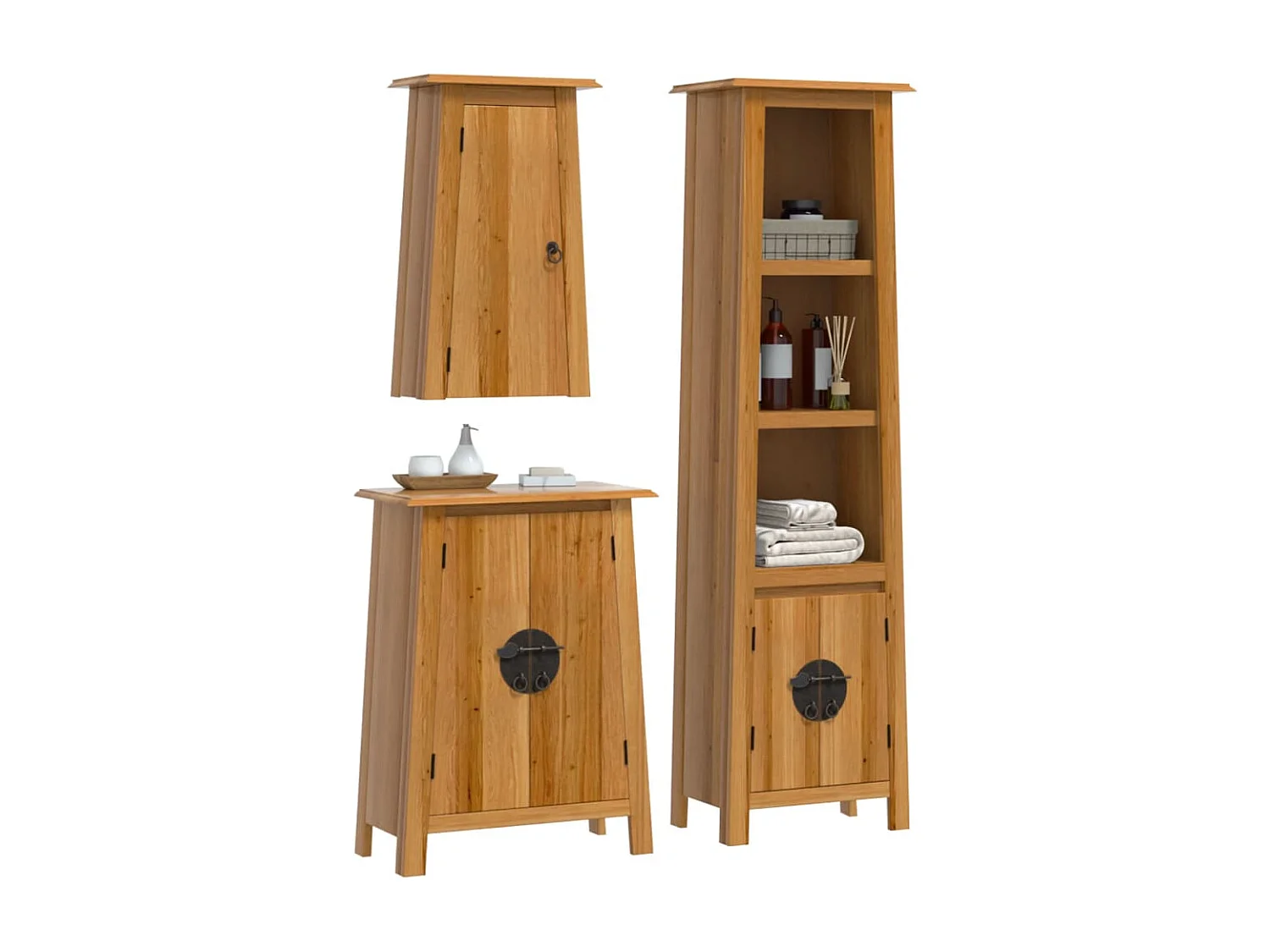 Ensemble de meubles de salle de bain 3 pcs bois de pin massif