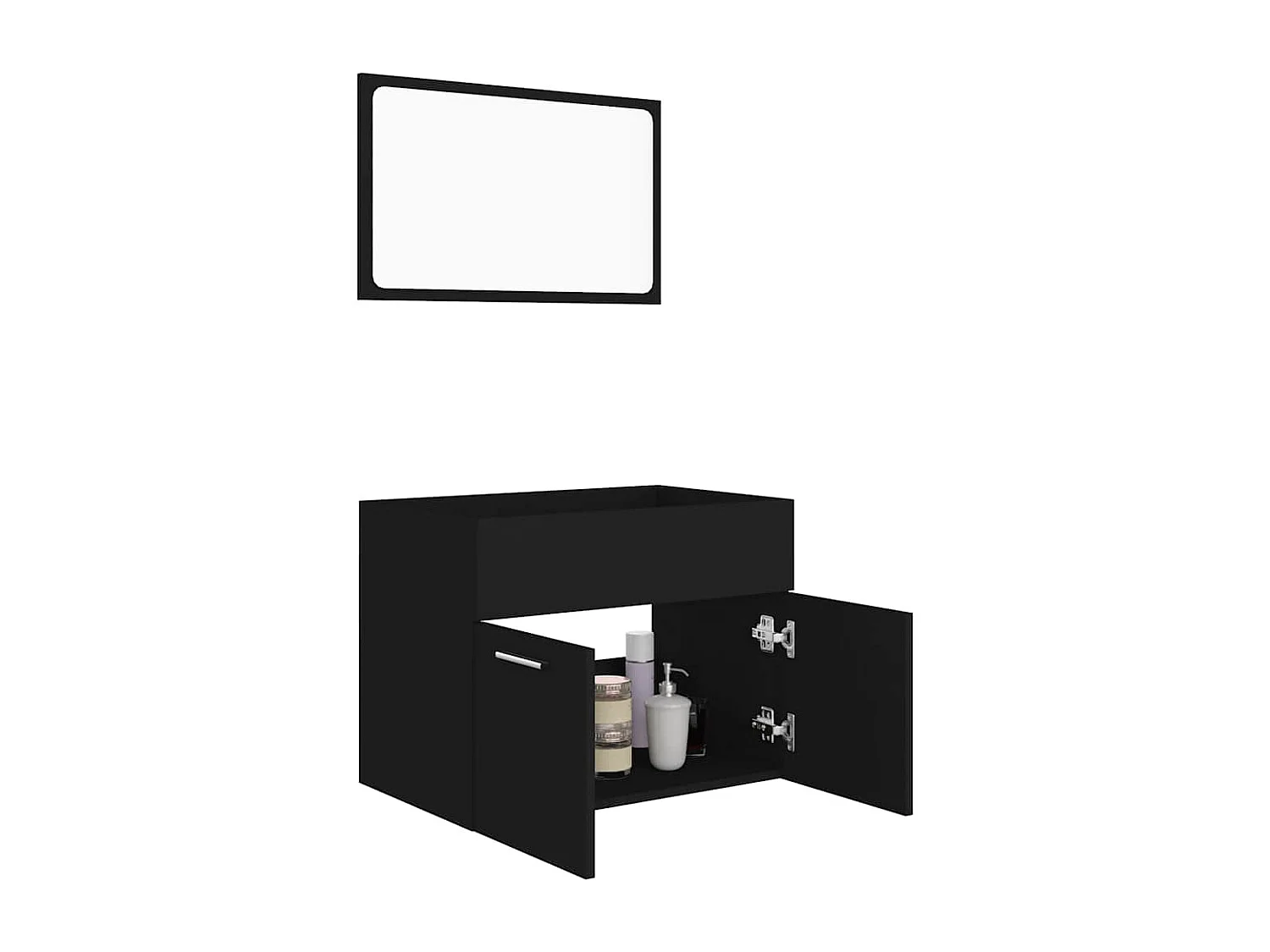 Conjunto de muebles de baño de 2 piezas de madera de ingeniería negra