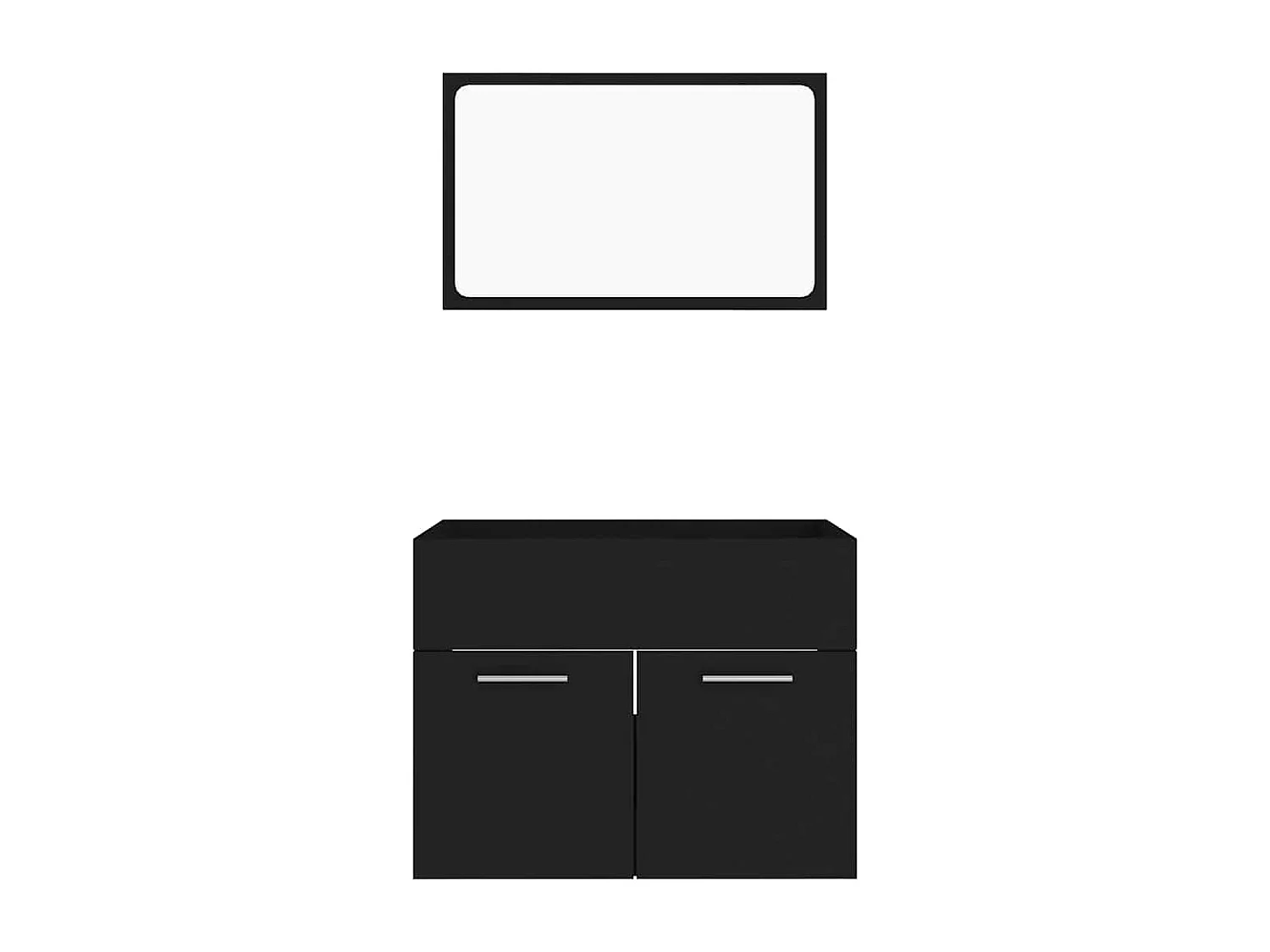 Conjunto de muebles de baño de 2 piezas de madera de ingeniería negra