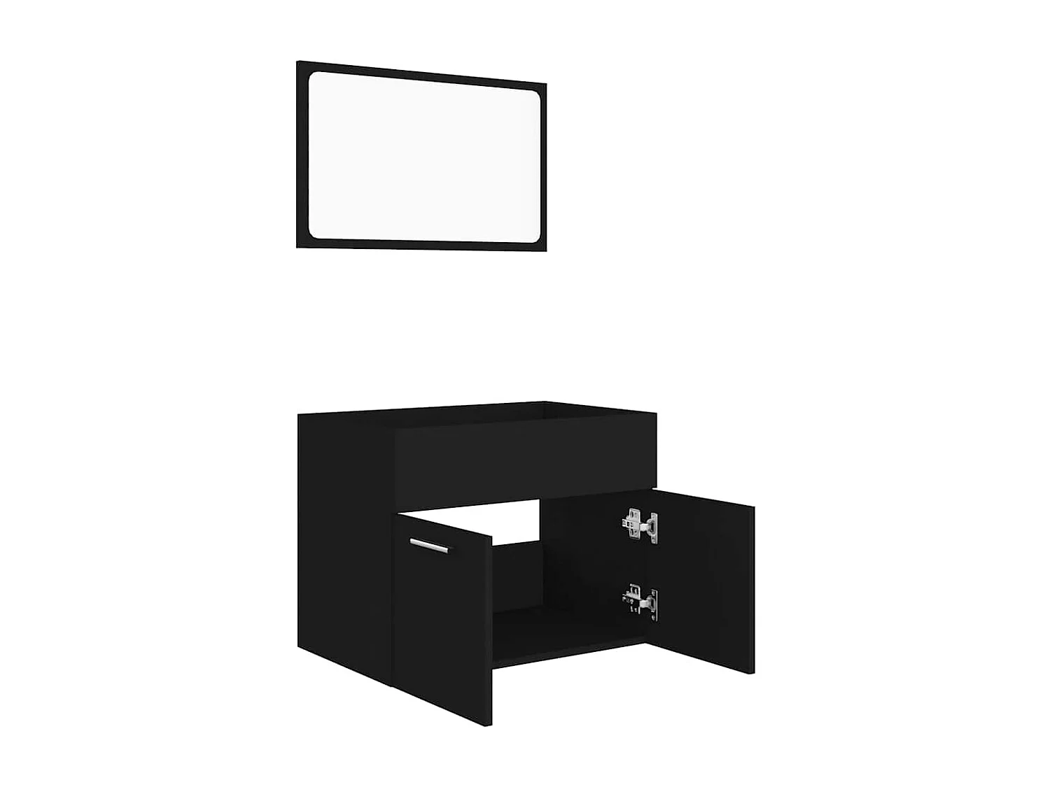 Conjunto de muebles de baño de 2 piezas de madera de ingeniería negra