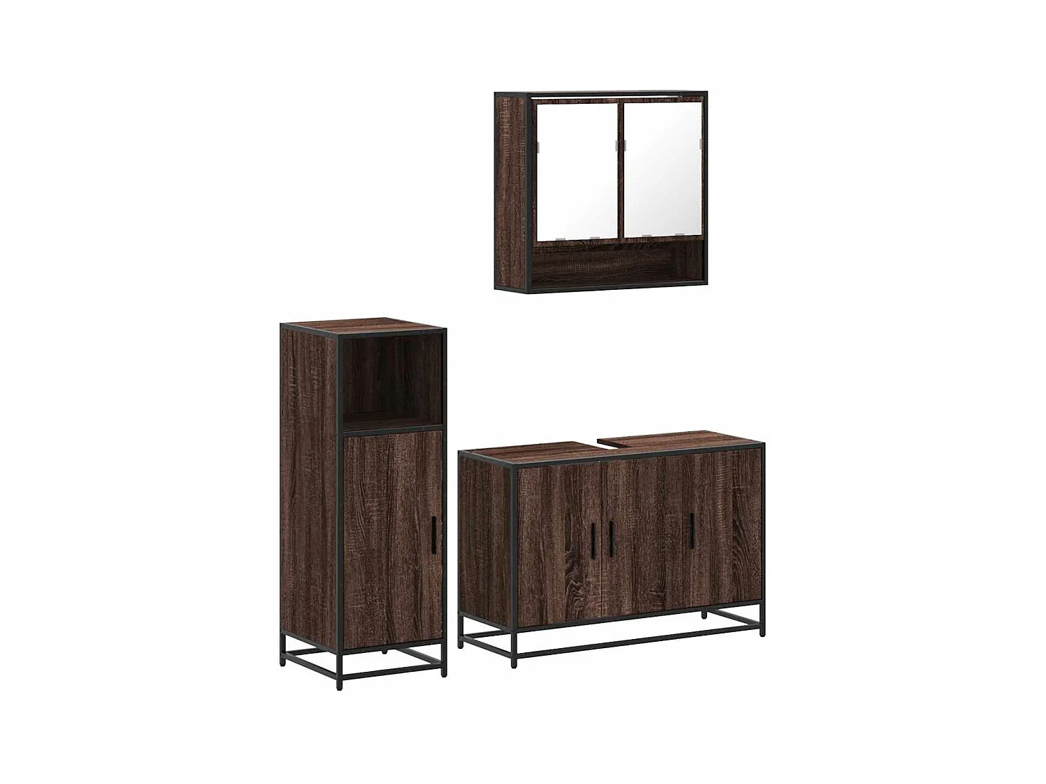 Set di mobili da bagno 3 pezzi Rovere marrone
