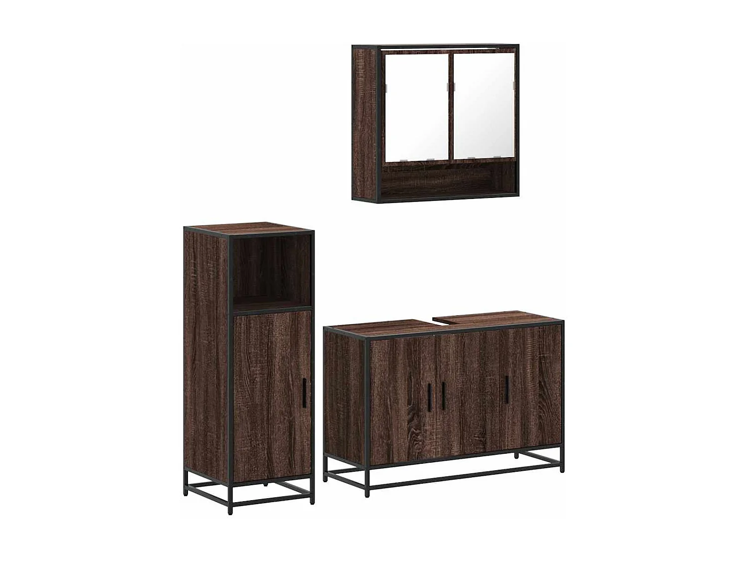 Ensemble de meubles de salle de bain 3 pcs Chêne marron
