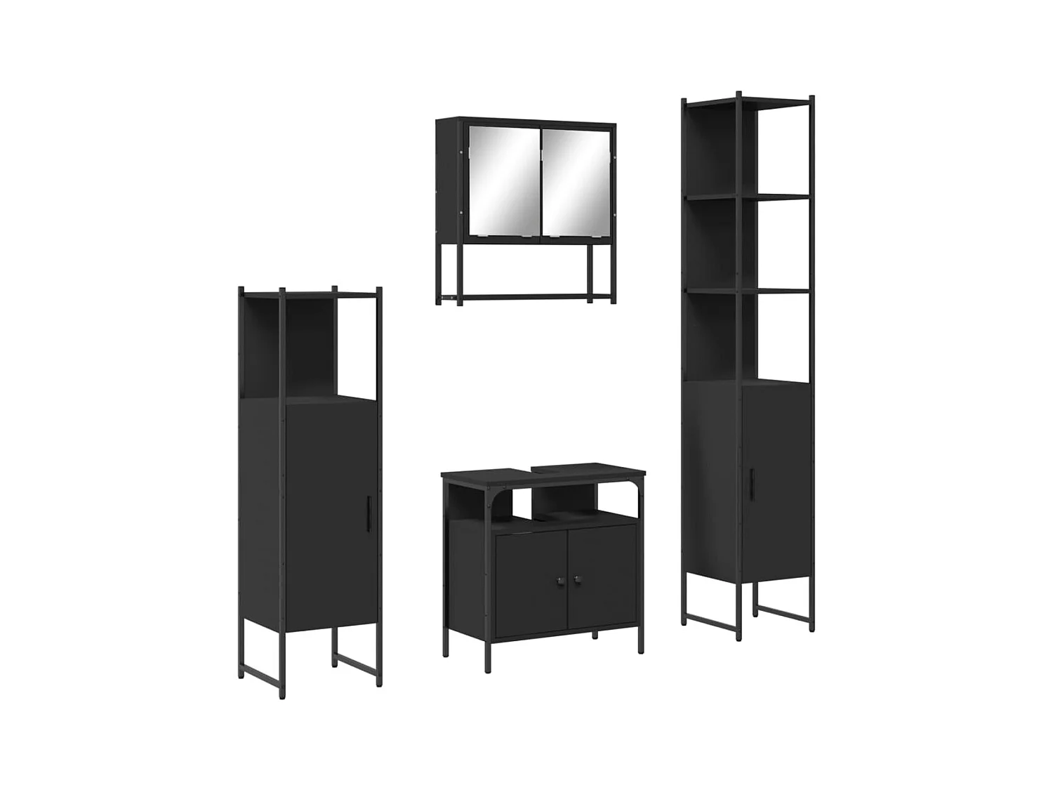 Ensemble de meubles salle de bain 4 pcs noir bois d'ingénierie