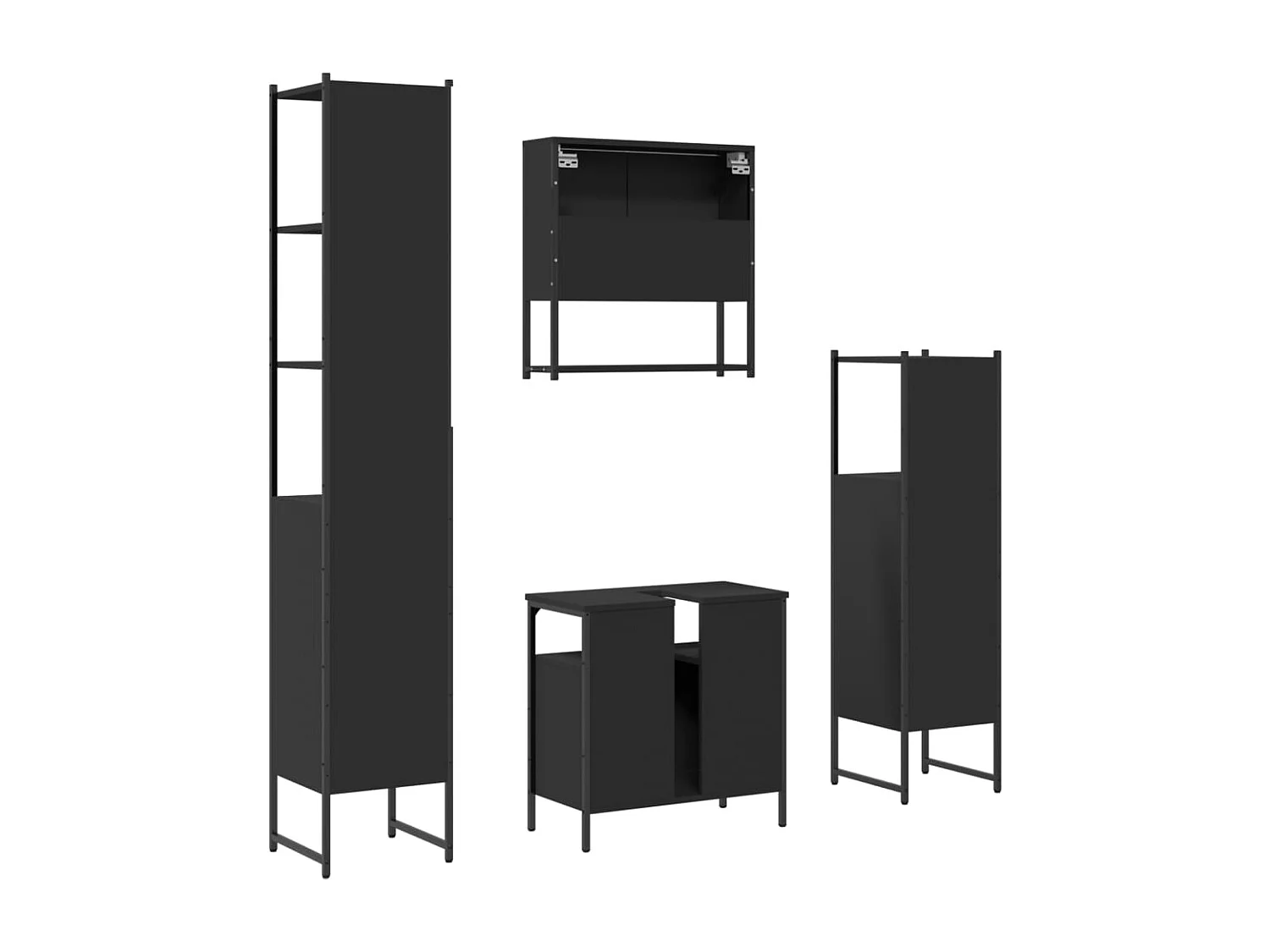 Ensemble de meubles salle de bain 4 pcs noir bois d'ingénierie