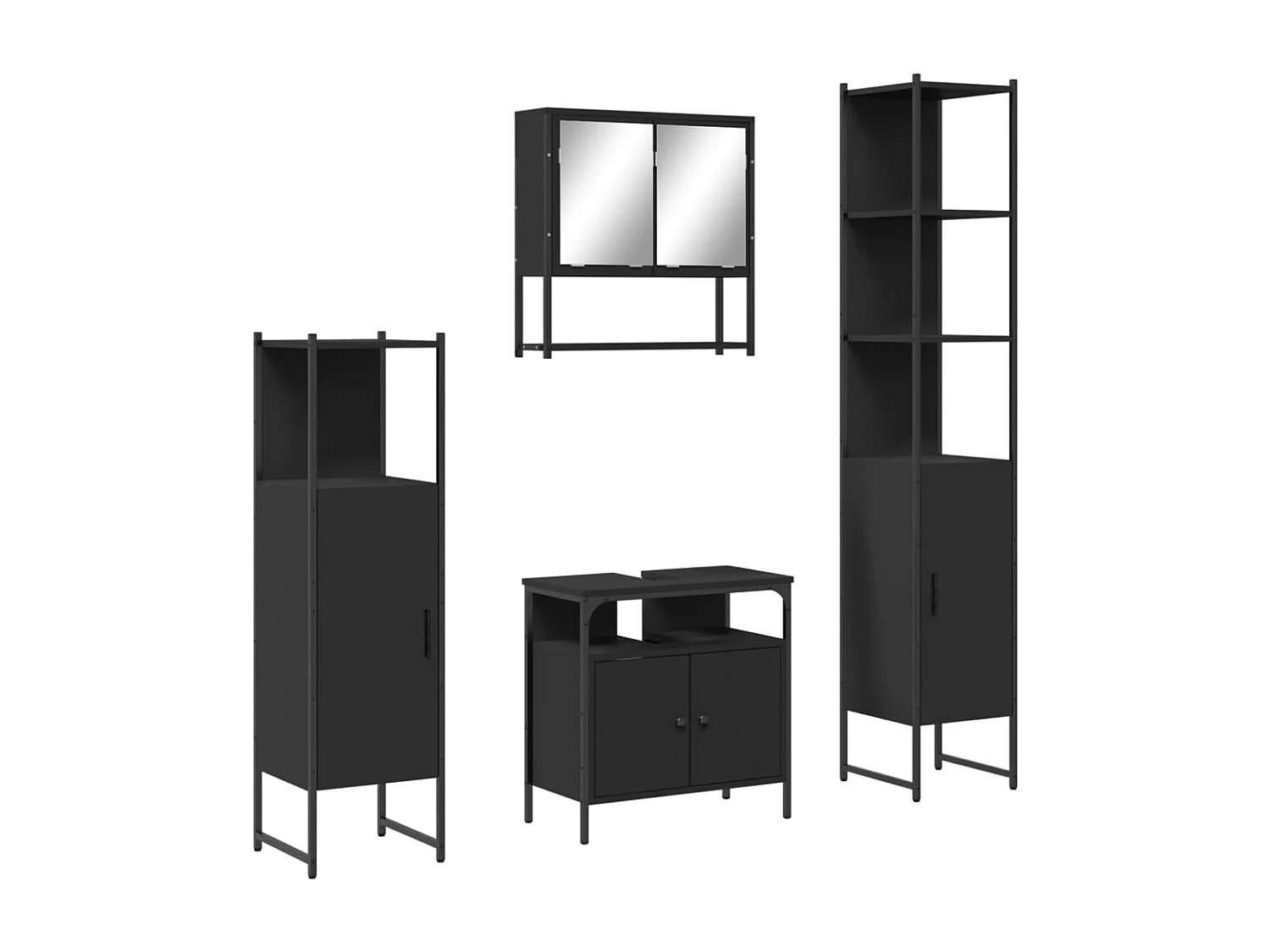 Ensemble de meubles salle de bain 4 pcs noir bois d'ingénierie