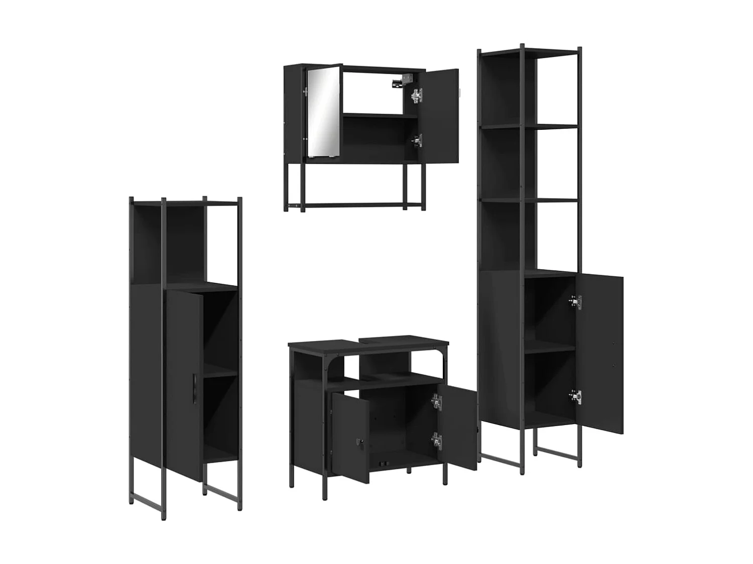 Ensemble de meubles salle de bain 4 pcs noir bois d'ingénierie