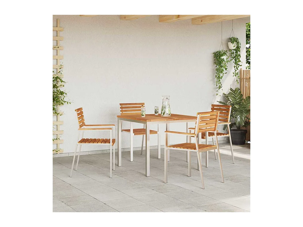 Sedia da giardino 4 pezzi Marrone 56 x 54,5 x 87 cm Teak massello