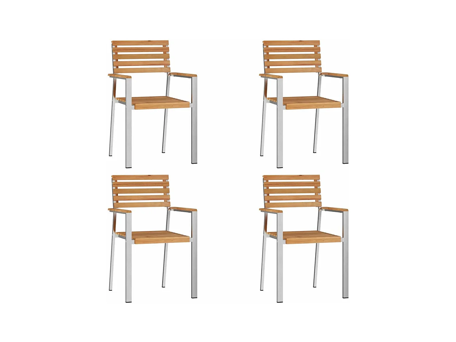 Sedia da giardino 4 pezzi Marrone 56 x 54,5 x 87 cm Teak massello
