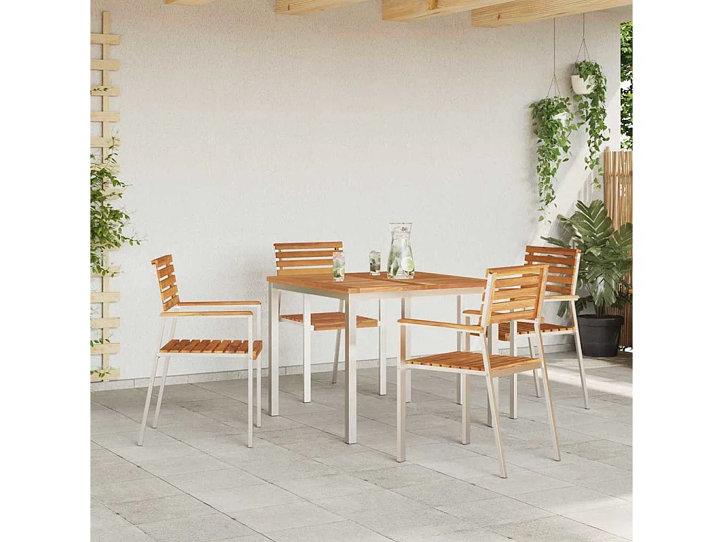 Tuinstoel 4 stuks Bruin 56 x 54,5 x 87 cm Massief teak