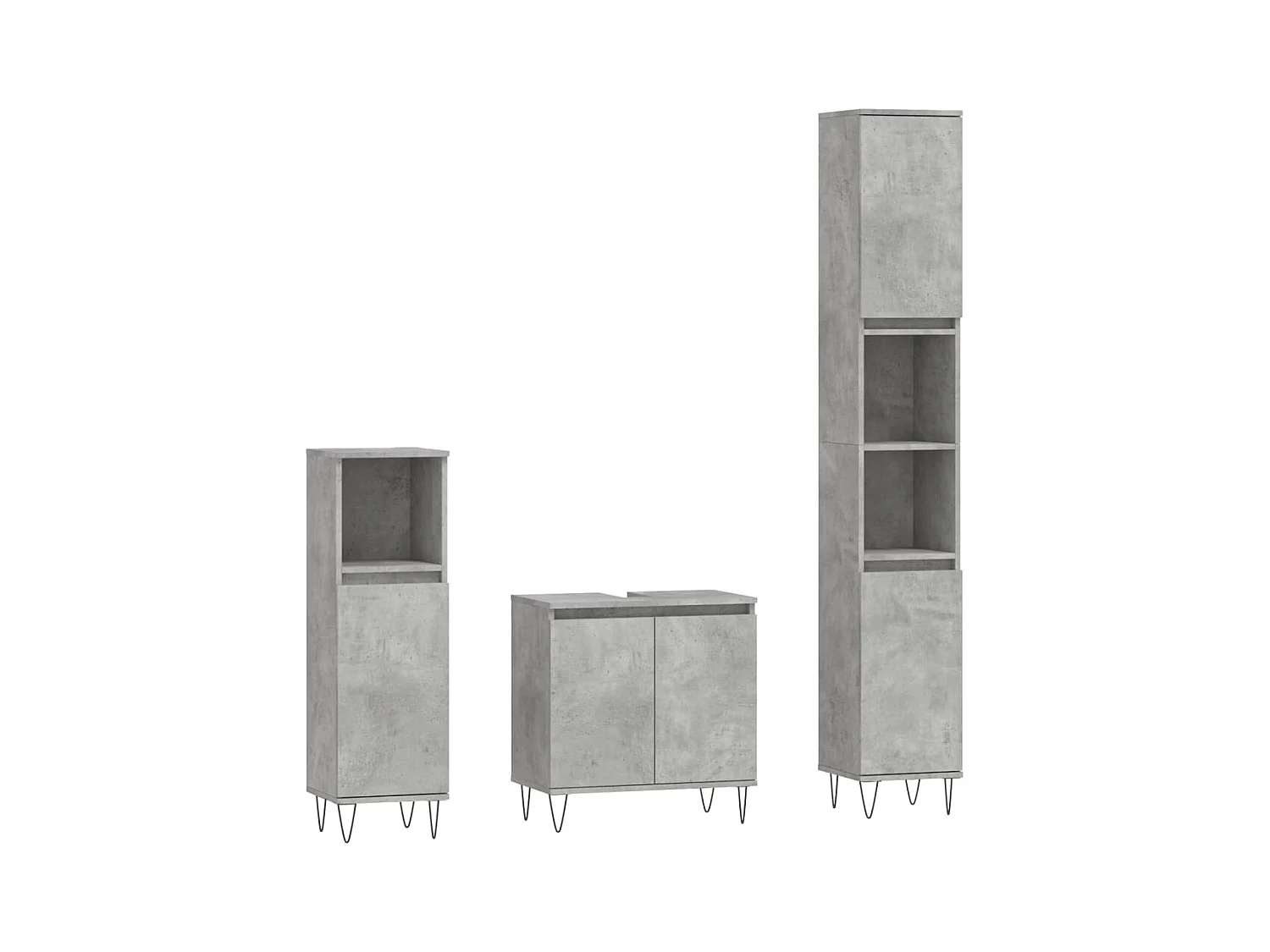 Ensemble d'armoires de salle de bain 3 pcs gris béton