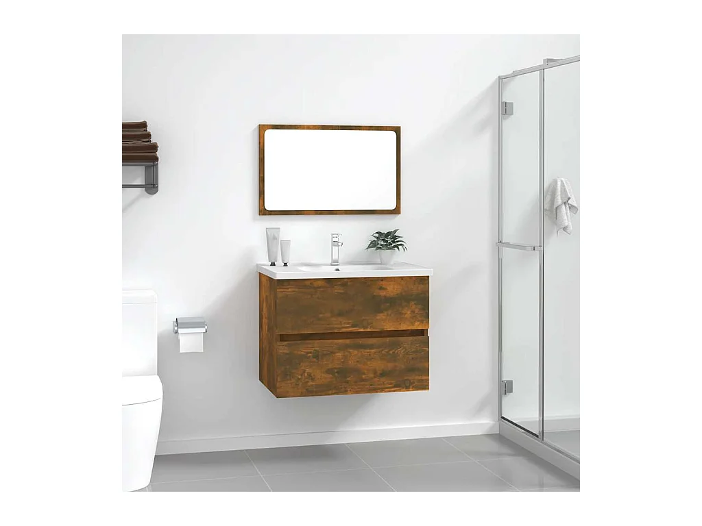 Ensemble de meubles de salle de bain 2 pcs Chêne fumé