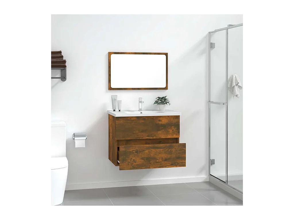 Ensemble de meubles de salle de bain 2 pcs Chêne fumé