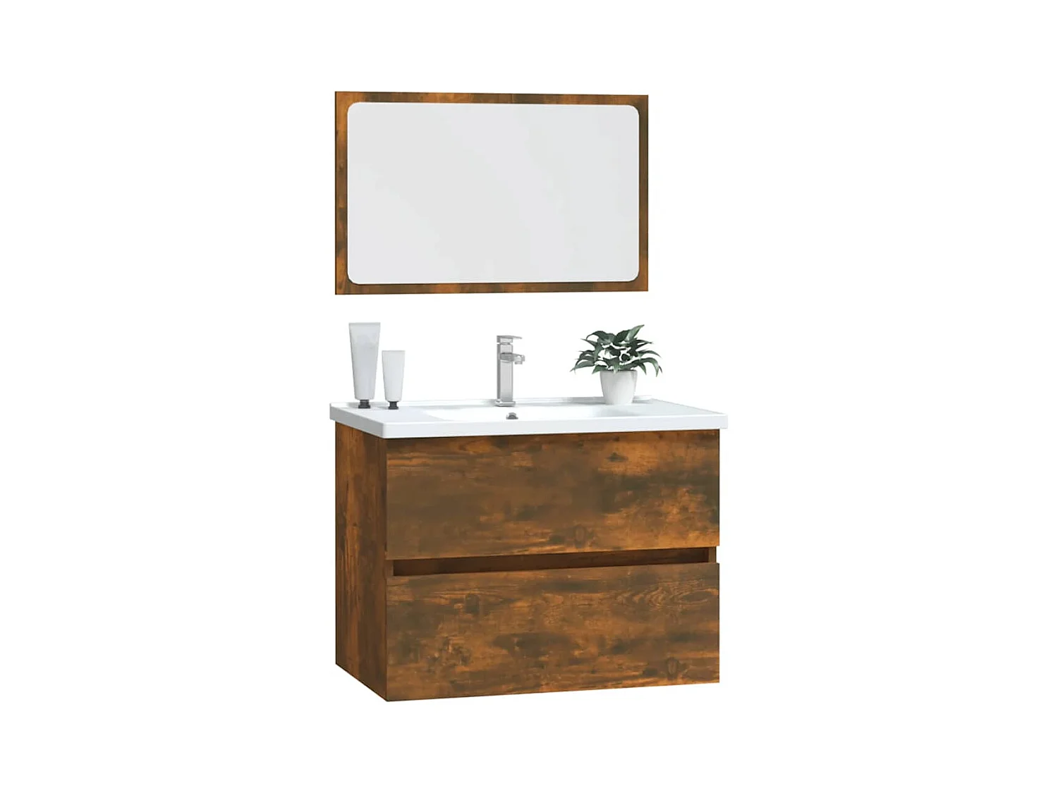 Ensemble de meubles de salle de bain 2 pcs Chêne fumé