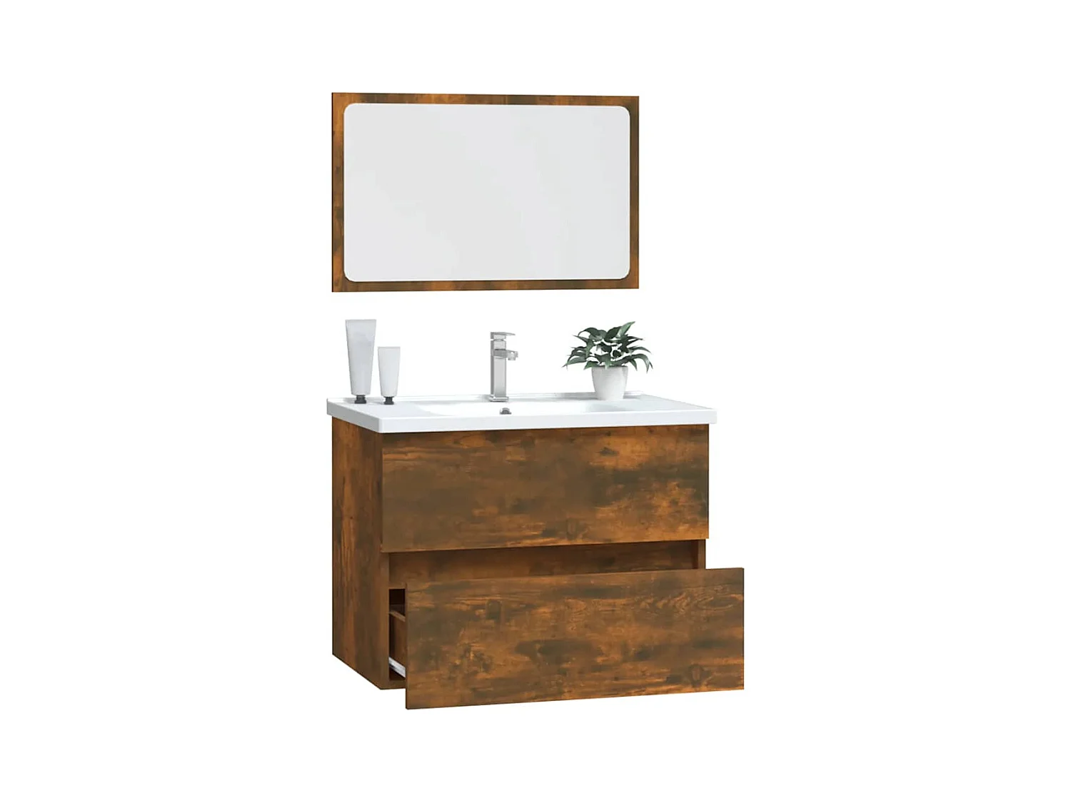 Ensemble de meubles de salle de bain 2 pcs Chêne fumé