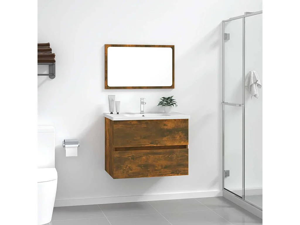 Ensemble de meubles de salle de bain 2 pcs Chêne fumé