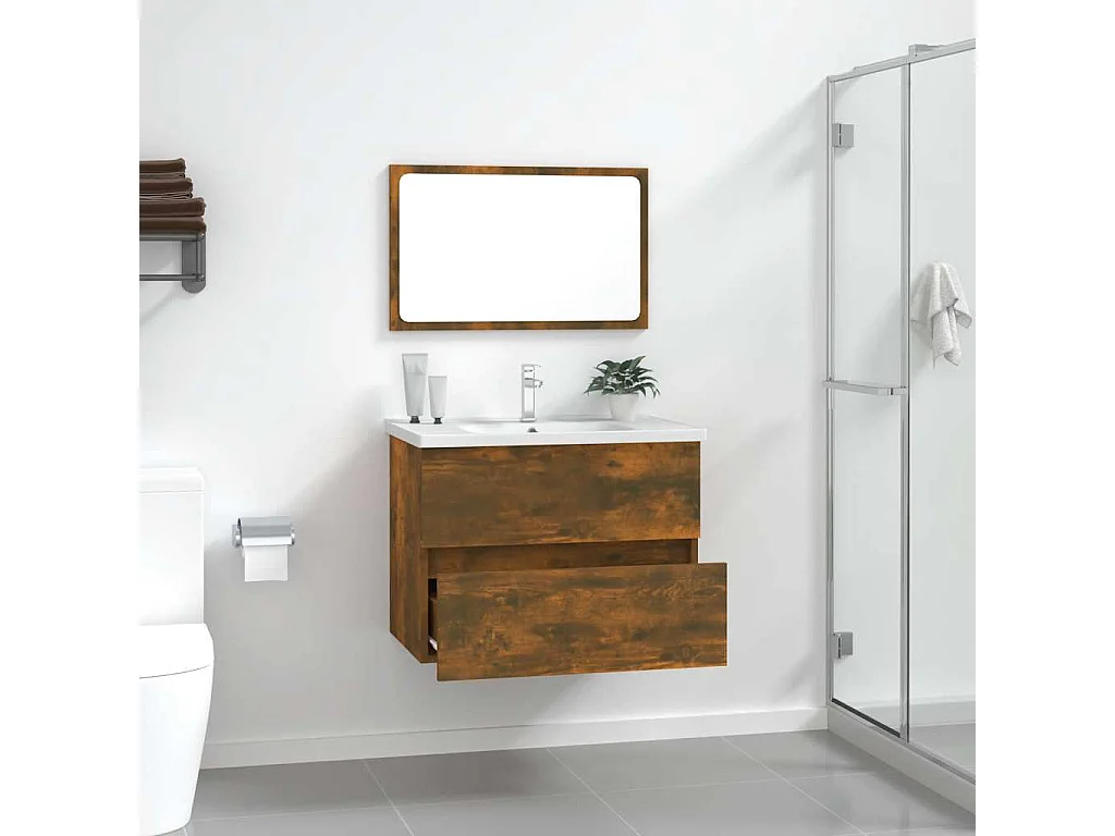 Ensemble de meubles de salle de bain 2 pcs Chêne fumé
