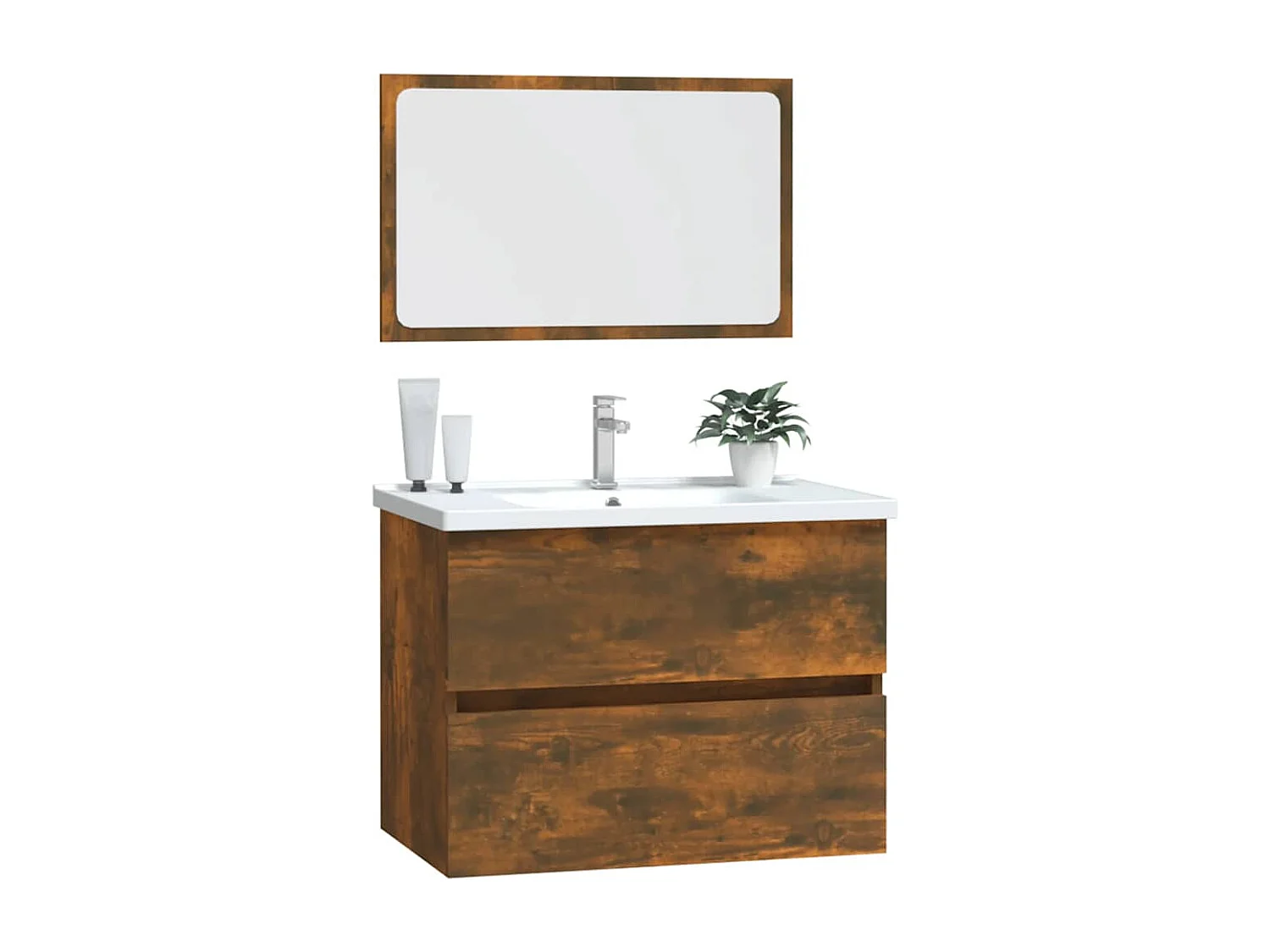 Ensemble de meubles de salle de bain 2 pcs Chêne fumé