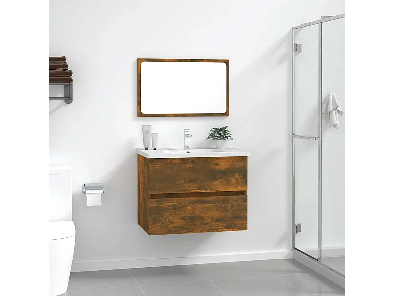 Ensemble de meubles de salle de bain 2 pcs Chêne fumé