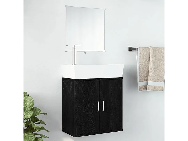 Ensemble de meubles salle de bain 2 pcs noir bois d'ingénierie