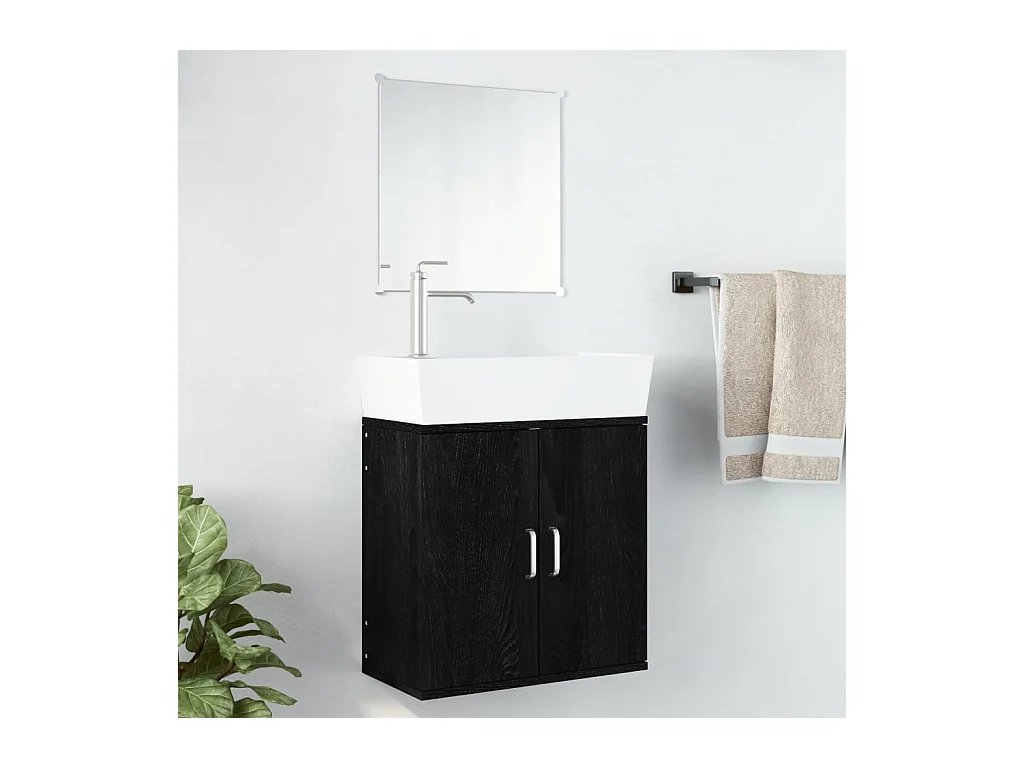 2-delige badkamermeubelset zwart bewerkt hout