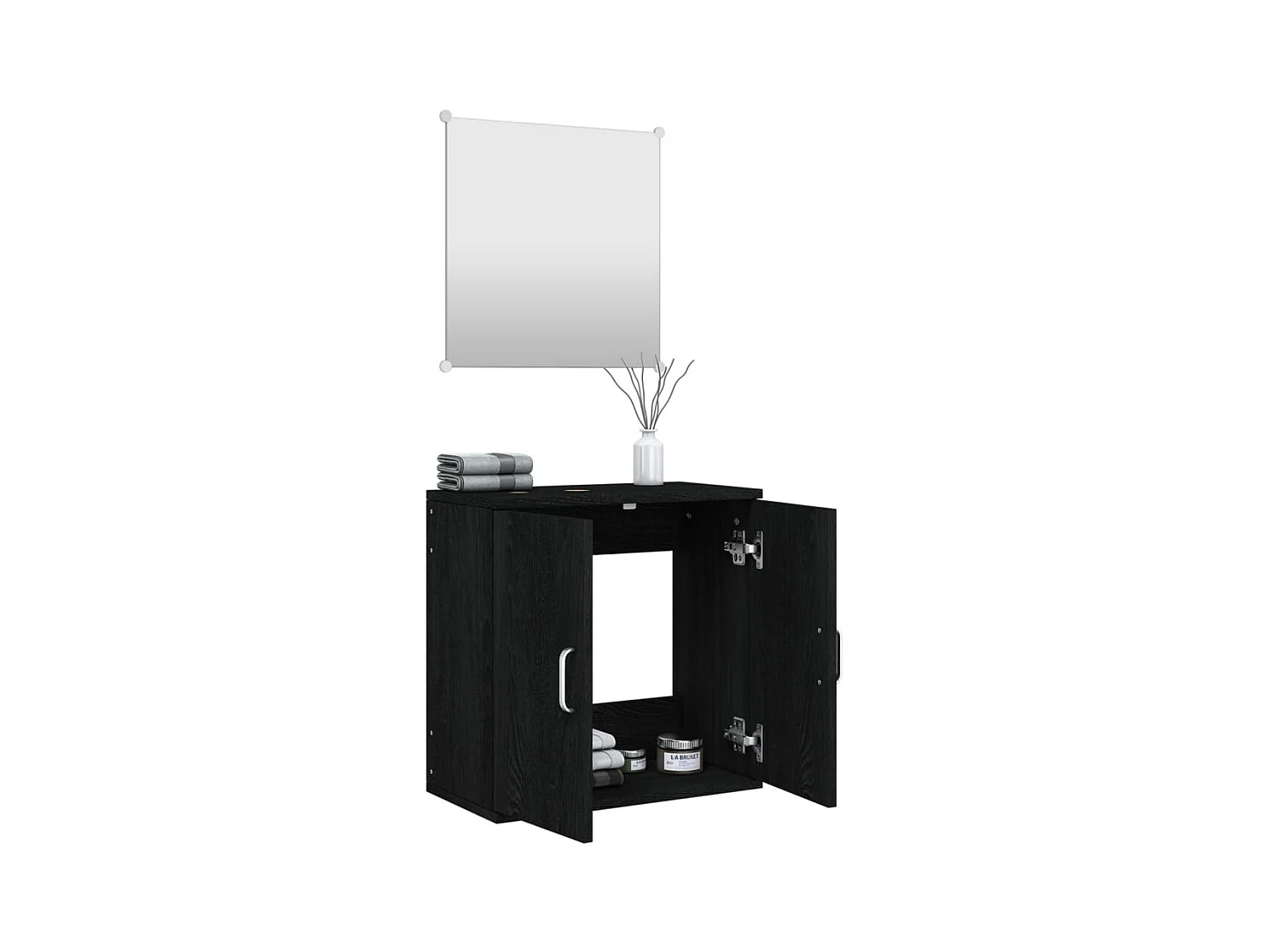 2-delige badkamermeubelset zwart bewerkt hout