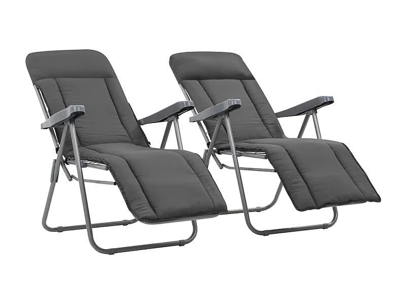 Chaises pliables de jardin avec coussins lot de 2 Gris