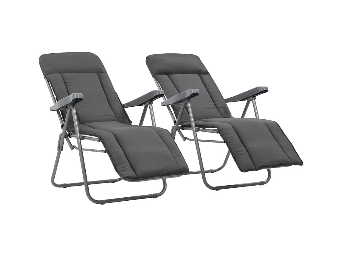 Sedie da giardino pieghevoli con cuscini, set da 2, grigio