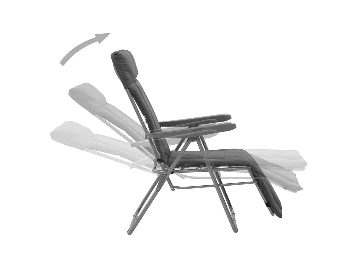 Sedie da giardino pieghevoli con cuscini, set da 2, grigio