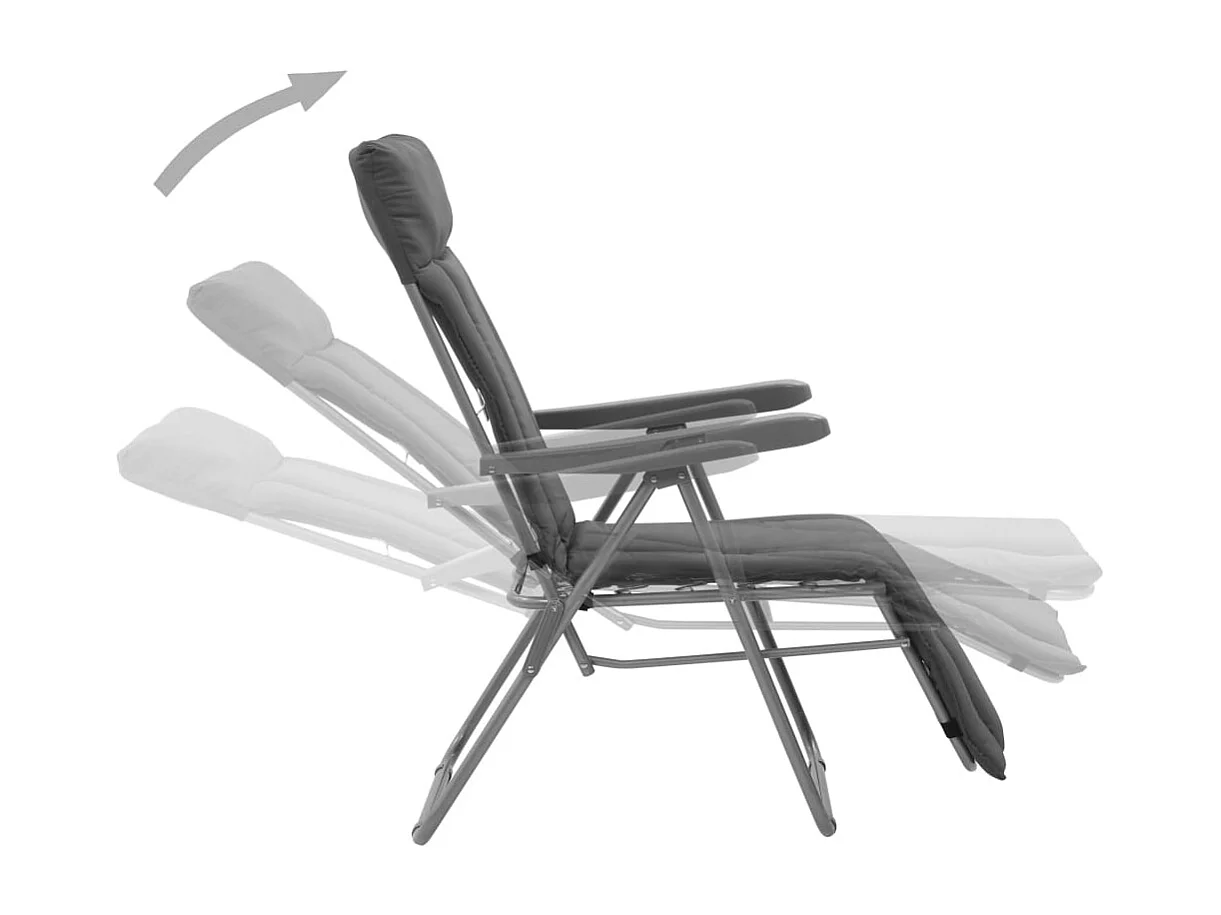 Sedie da giardino pieghevoli con cuscini, set da 2, grigio