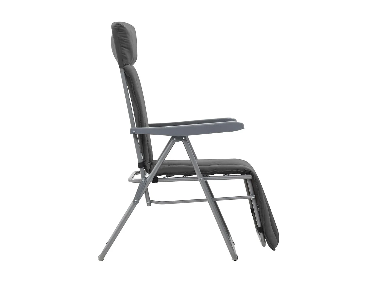 Sedie da giardino pieghevoli con cuscini, set da 2, grigio