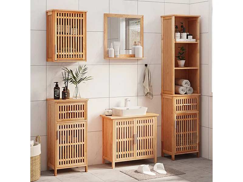 Ensemble de meubles de salle de bain 5 pcs bois massif de noyer
