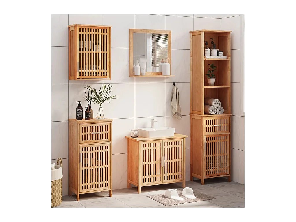 Ensemble de meubles de salle de bain 5 pcs bois massif de noyer