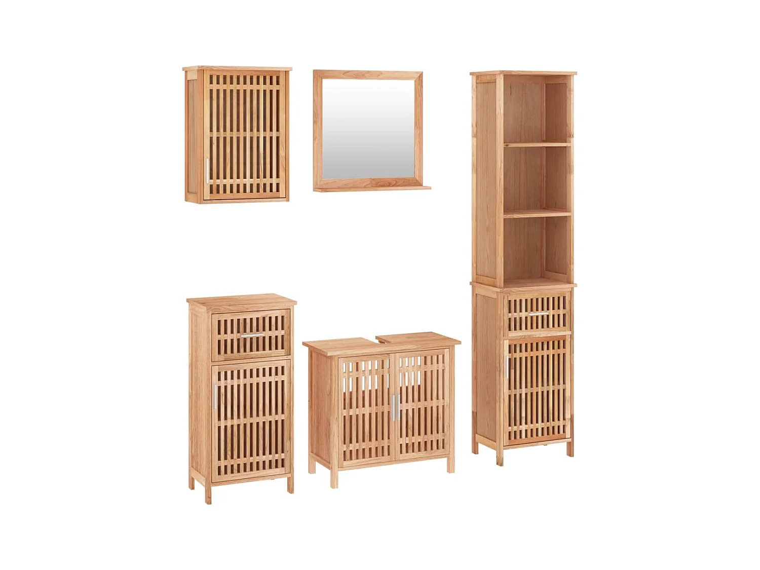 Ensemble de meubles de salle de bain 5 pcs bois massif de noyer