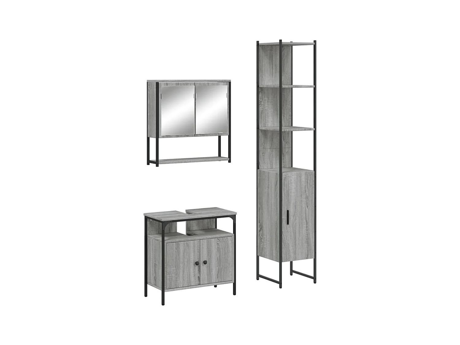 Set di mobili da bagno Sonoma Grey da 3 pezzi