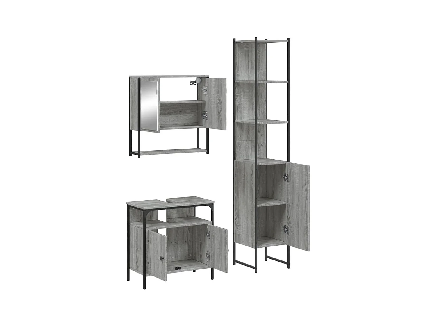 Set di mobili da bagno Sonoma Grey da 3 pezzi