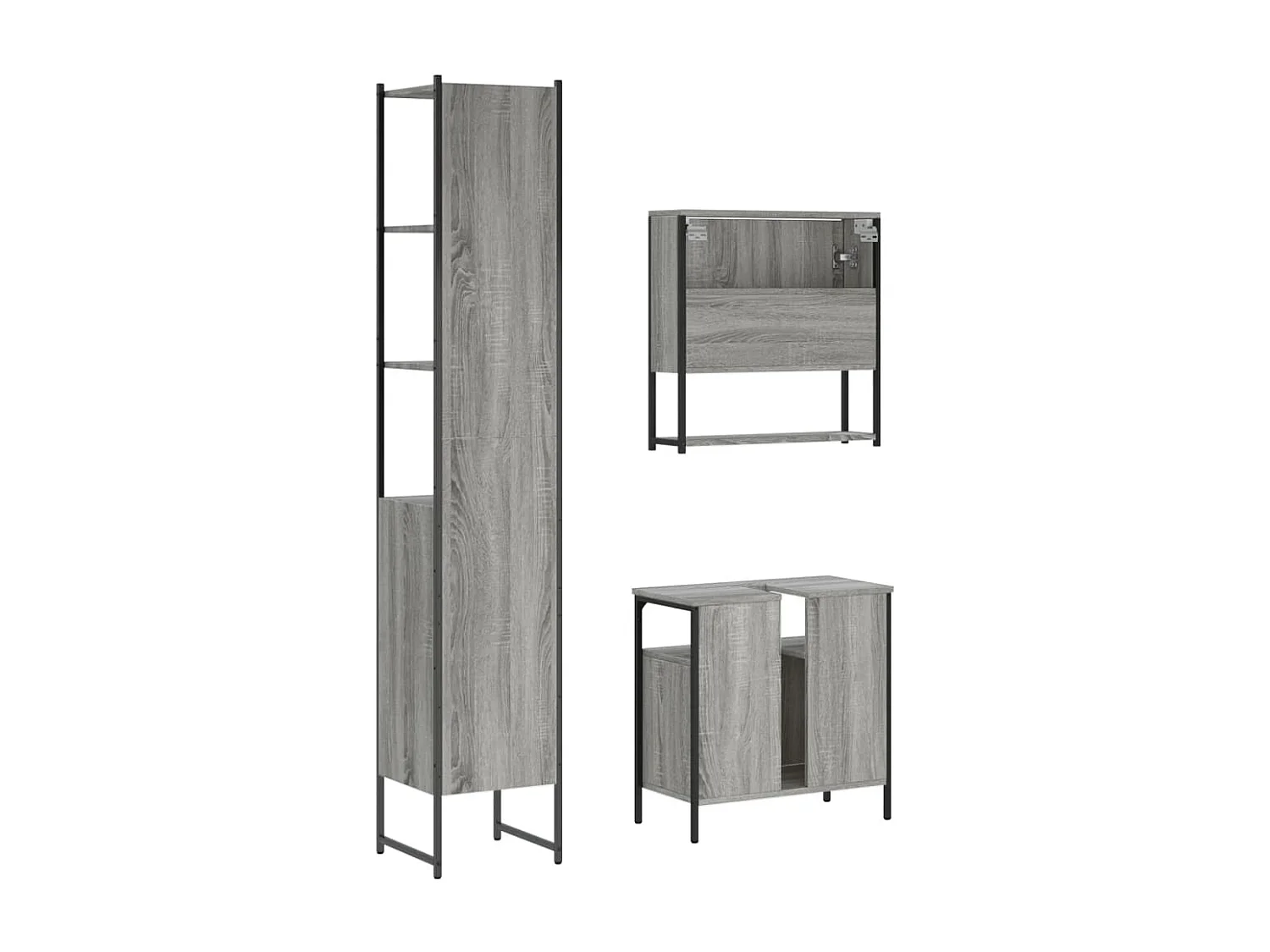 Set di mobili da bagno Sonoma Grey da 3 pezzi