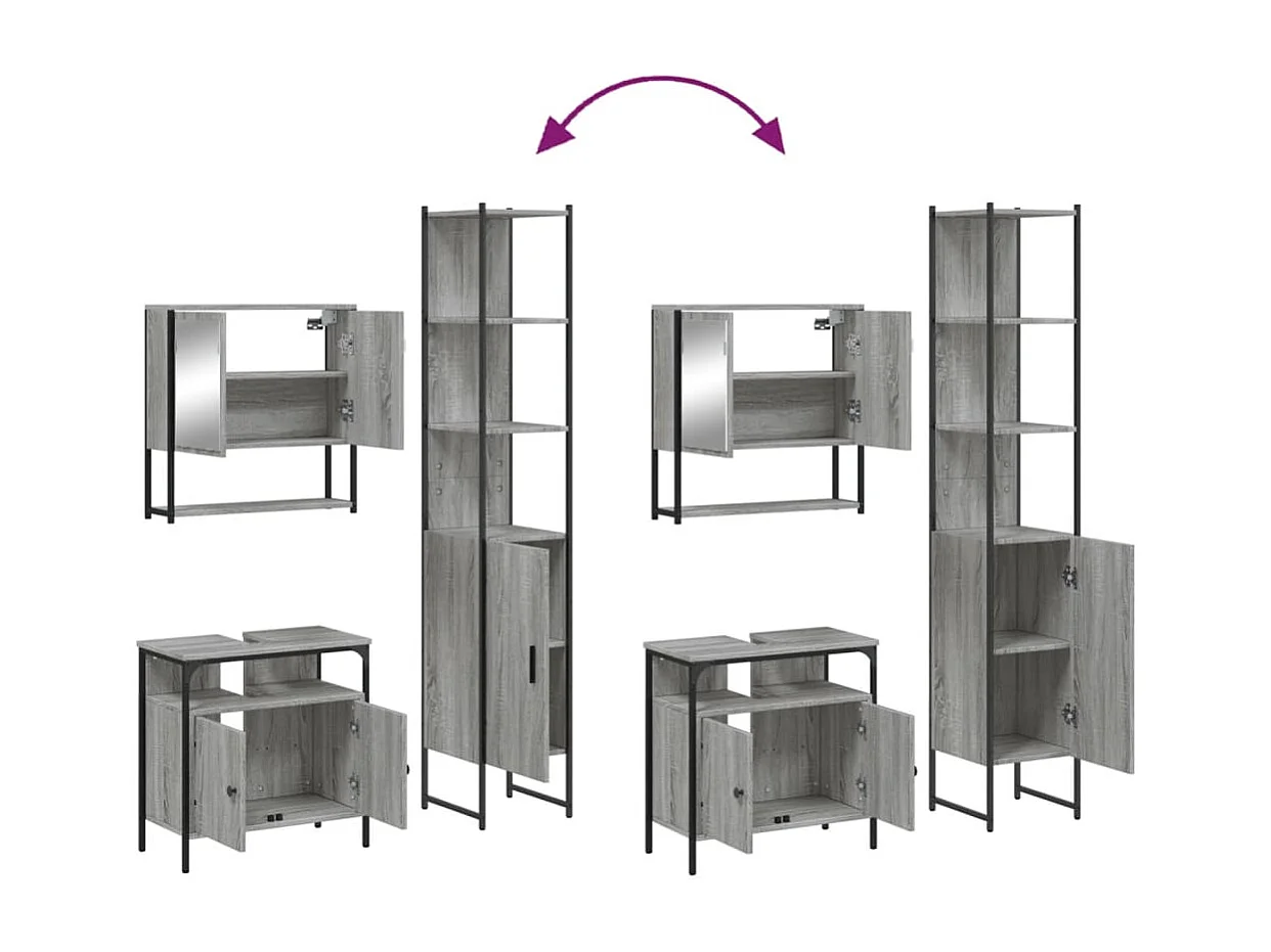 Set di mobili da bagno Sonoma Grey da 3 pezzi