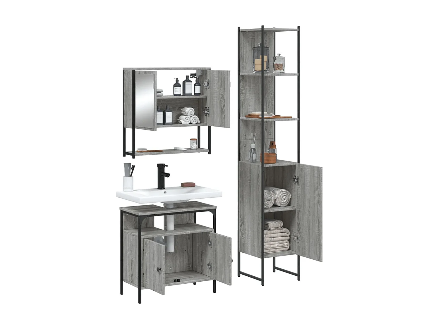 Juego de muebles de baño de 3 piezas Sonoma Grey