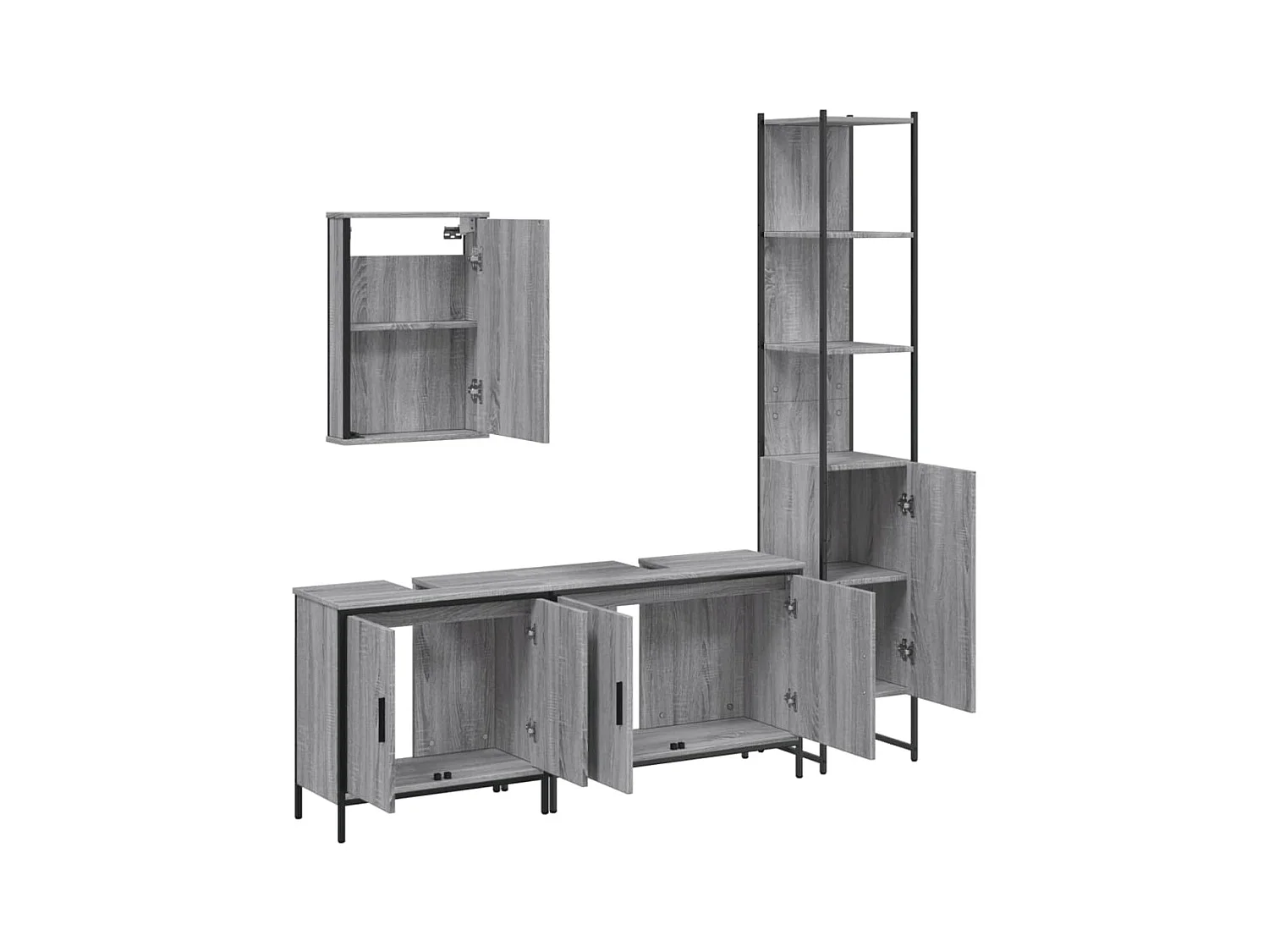 Ensemble de meubles de salle de bain 4 pcs Sonoma gris