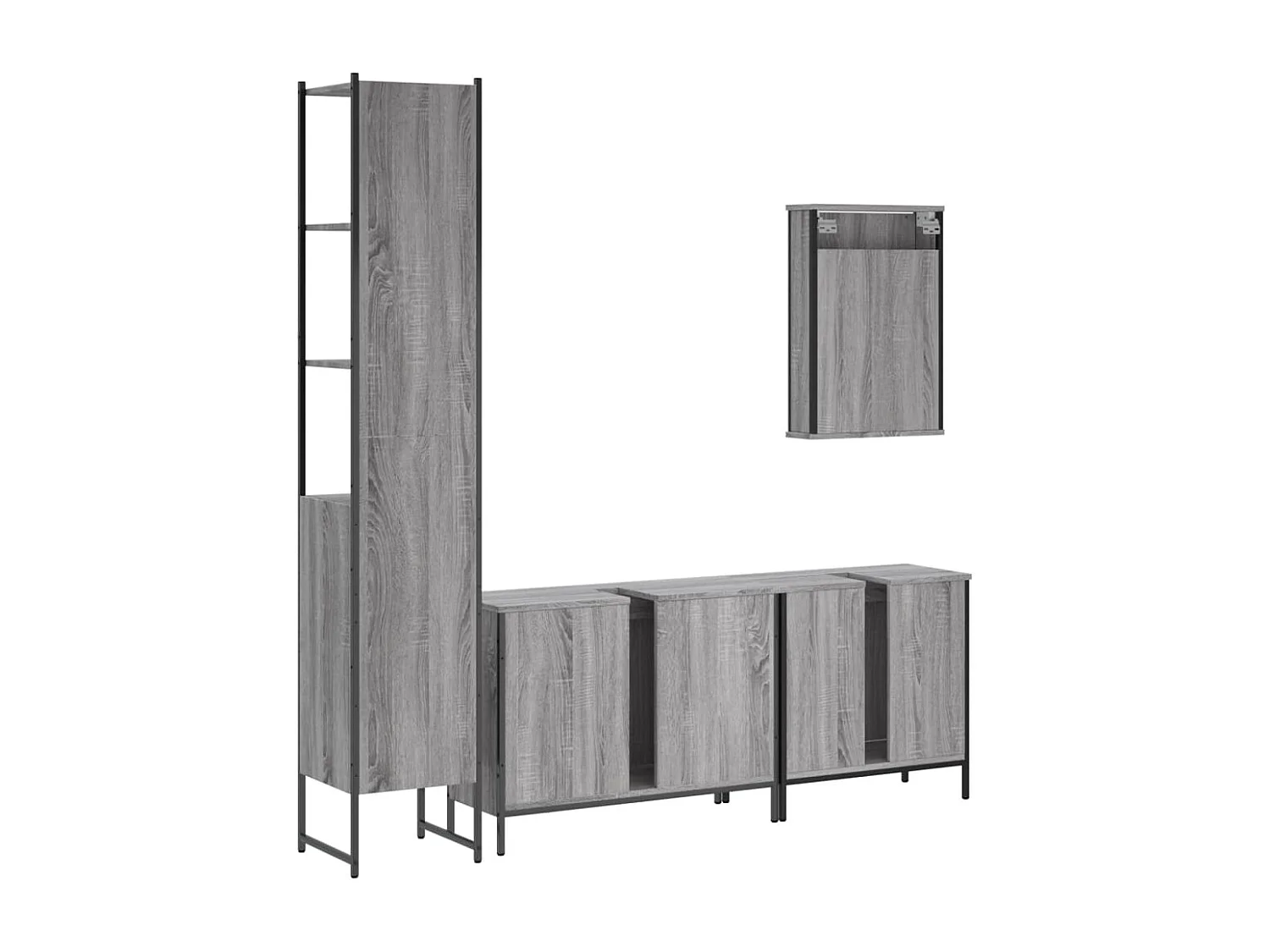 Ensemble de meubles de salle de bain 4 pcs Sonoma gris