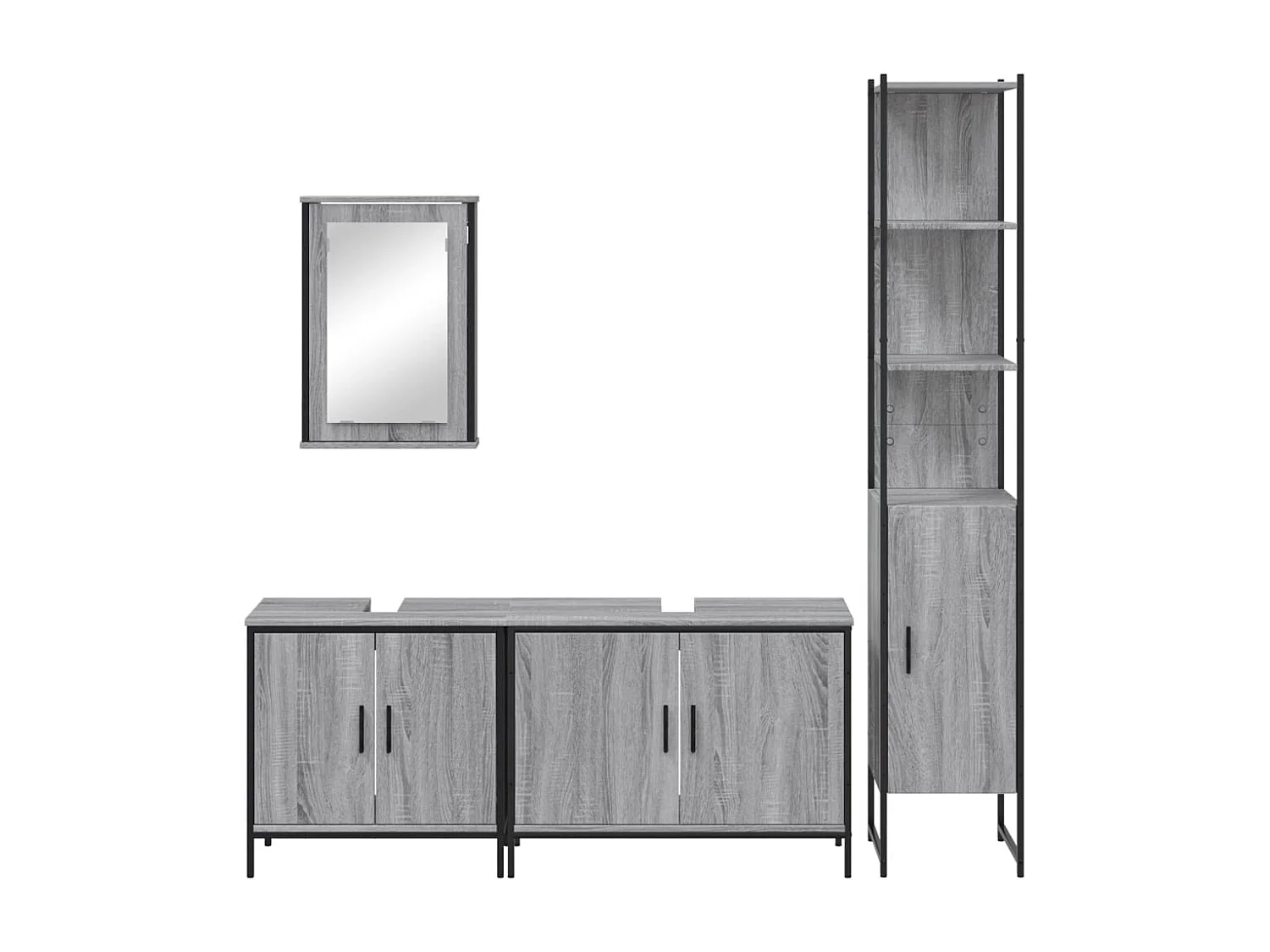 Ensemble de meubles de salle de bain 4 pcs Sonoma gris