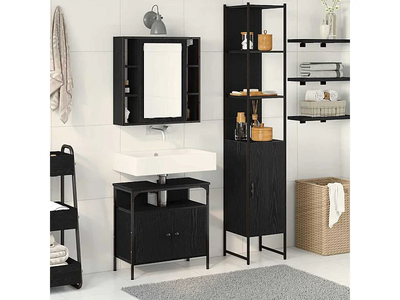 Ensemble de Meubles de Salle de Bain 3 pcs Chêne noir